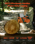 25cc 305mm Gas Chainsaw 0.75kW Dual Fuel Tank Wood Cutting
