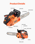 25cc 305mm Gas Chainsaw 0.75kW Dual Fuel Tank Wood Cutting