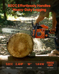 52cc Gas Chainsaw 1.8kW 455mm Bar Wood Cutting Saw