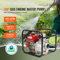 Gasoline Engine Water Pump, 80 mm, 7HP 265 GPM, 43 m Lift, 7 m Suction, 4-Stroke Gas Powered Trash Water Transfer Pump Portable High Pressure with 25ft Hose for Irrigation Pool, EPA Certified