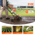 Tiller Cultivator Gas Powered, 38CC 4-Stroke Garden Cultivator, Tiller with 4 Steel Adjustable Front Tines for Lawn, Garden and Field Soil Cultivation