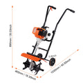 Tiller Cultivator Gas Powered, 38CC 4-Stroke Garden Cultivator, Tiller with 4 Steel Adjustable Front Tines for Lawn, Garden and Field Soil Cultivation