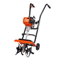 Tiller Cultivator Gas Powered, 38CC 4-Stroke Garden Cultivator, Tiller with 4 Steel Adjustable Front Tines for Lawn, Garden and Field Soil Cultivation