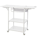 Heat Press Stand 3-Tier Foldable Wheeled Table White