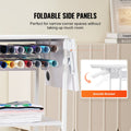 Heat Press Stand 3-Tier Foldable Wheeled Table White