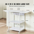 Heat Press Stand 3-Tier Foldable Wheeled Table White