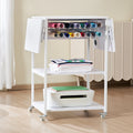 Heat Press Stand 3-Tier Foldable Wheeled Table White