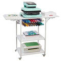 Heat Press Stand 3-Tier Foldable Wheeled Table White