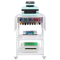 Heat Press Stand 3-Tier Foldable Wheeled Table White