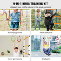 Ninja Warrior Obstacle Course for Kids, 2 x 19.8m Weatherproof Slacklines, 500lbs Weight Capacity Monkey Line, Outdoor Playset Equipment, Backyard Toys Training Equipment Set with 12 Obstacles