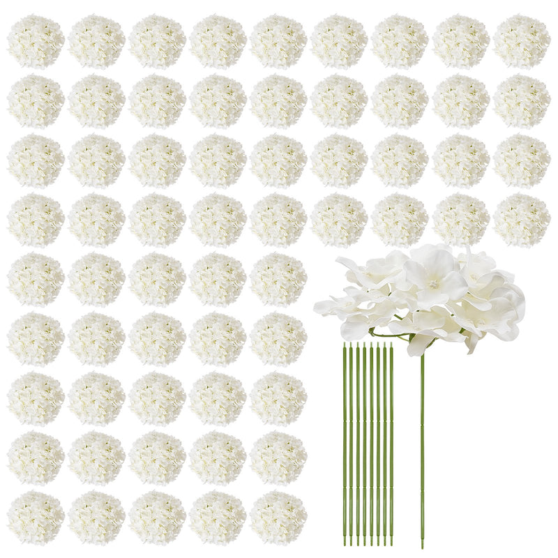 Artificial Flowers 105pc White Silk Hydrangea Fake Stems Bulk DIY
