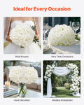 Artificial Flowers 105pc White Silk Hydrangea Fake Stems Bulk DIY