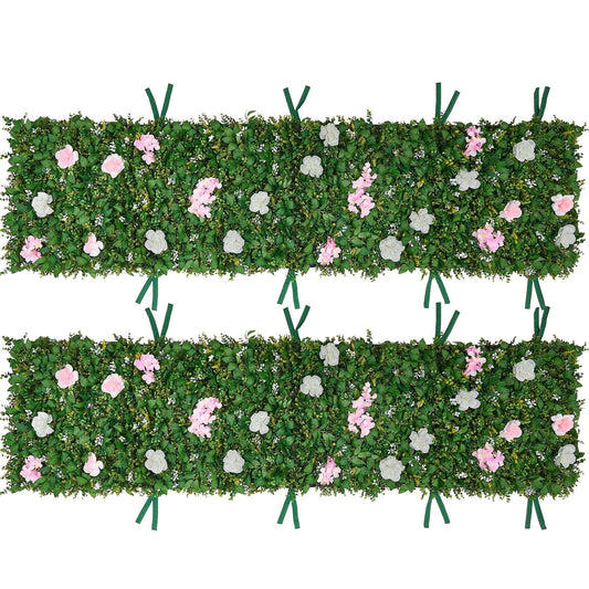Artificial Luxury‌ Flower Wall Backdrop, 2 PCS, Each Panel 61 x 243.8 cm, Gorgeous 3D Silk Floral Backdrop Pet Friendly, Easy Installation Flower Wall Panel for Wedding, Event, Party, Home Decor
