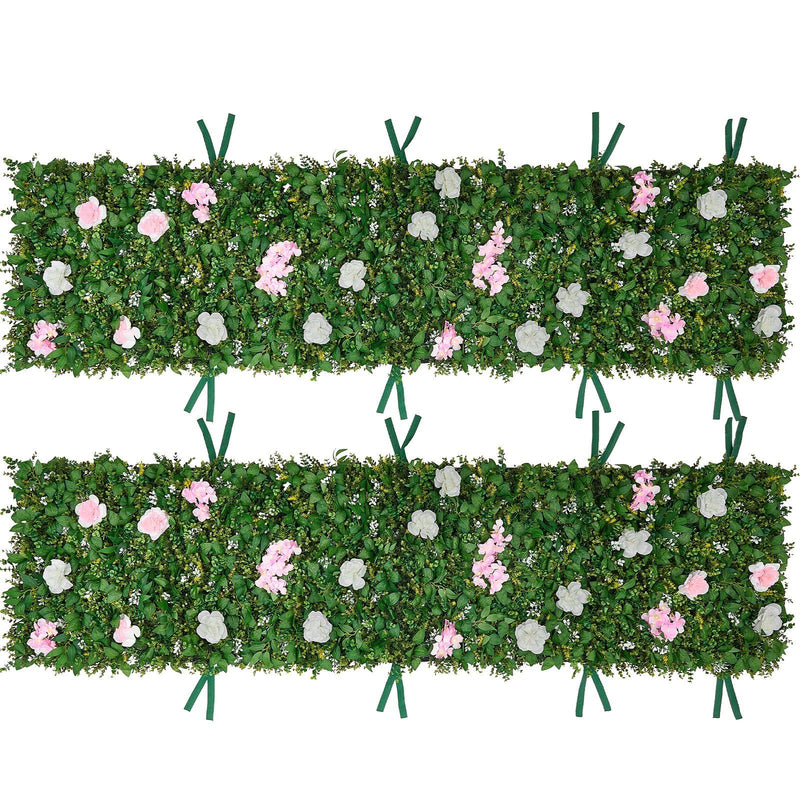 VEVOR Artificial Flower Wall Backdrop 2pc 61x243.8cm Silk Floral Panel