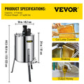 4 Frame Electric Honey Extractor 120W Beekeeping 2 Lids