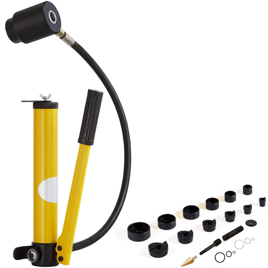 10 Ton Hydraulic Knockout Punch Kit, 1/2" to 2" Conduit Hole Cutter Set, KO Tool Kits with Puncher 6 Piece, Metal Sheet Driver Tools, For Aluminum, Brass, Stainless Steel, Fiberglass and Plastic