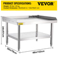Stainless Steel Grill Stand Table 122x76x61cm Adjustable Shelf
