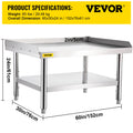 Stainless Steel Grill Stand Table 152x76x61cm Adjustable Shelf