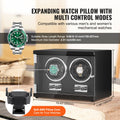 Watch Winder, Dual Watch Winder for Men's and Women's Automatic Watch, with 2 Super Quiet Japanese Mabuchi Motors, Blue LED Light and Adapter, High-Density Board Shell and Black PU