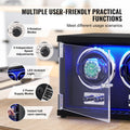 Dual Watch Winder Automatic 2 Motors Blue LED Black PU