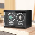 Dual Watch Winder Automatic 2 Motors Blue LED Black PU