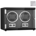 Dual Watch Winder Automatic 2 Motors Blue LED Black PU