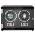 Dual Watch Winder Automatic 2 Motors Blue LED Black PU