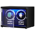 Dual Watch Winder Automatic 2 Motors Blue LED Black PU