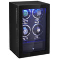 Watch Winder 4 Automatic Watches Black PU LED Light Mabuchi Motor