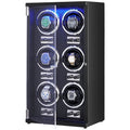 Watch Winder 6 Watches Automatic Japanese Motor LED Black PU