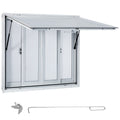 Concession Window, 91.4 x 91.4 cm Aluminum Alloy Food Truck Service Window with 4 Horizontal Sliding Screen Windows & Awning Door & Drag Hook, Serving Window for Food Trucks Concession Trailers