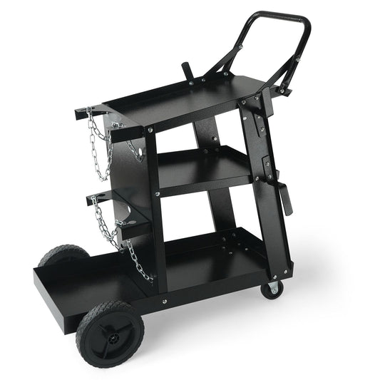 Welding Cart, 3-Tier Welder Cart Heavy Duty with 400 Lbs Weight Capacity, 360° Swivel Wheels, Tank Storage Safety Chains, Rolling MIG Welder Cart for TIG, ARC, MMA, Plasma Cutter Welding Machine