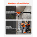 Diamond Core Drilling Machine, 200 mm Drilling Diameter, 2-in-1 Handheld & Stand-Mount Dry and Wet Concrete Core Drill Rig with 4 Bits, 1000/2250 RPM 2-Speed, for Concrete Brick Stone, 1500W