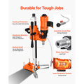 Diamond Core Drilling Machine, 200 mm Drilling Diameter, 2-in-1 Handheld & Stand-Mount Dry and Wet Concrete Core Drill Rig with 4 Bits, 1000/2250 RPM 2-Speed, for Concrete Brick Stone, 1500W