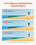 24in Aquatic Weed Rake, 3-Sided Lake Weed Rake with Handle, Portable and Foldable Pond Water Grass Razor, Stainless Steel Throwable Floating Pond Weeds Cutter with 30 ft Rope, for Lakes Ponds