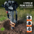 37.77cc Gas Powered T Post Driver 4-Stroke Fence Piling 3 Head