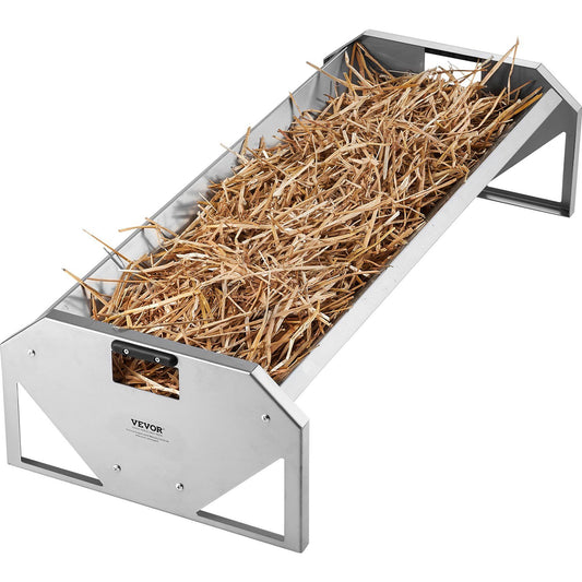 Livestock Feeding Trough, 22 Gallon Capacity, 45" Hay Feeder, Heavy Duty Steel Livestock Trough, Galvanized Steel Sheep Feeder Trough Feeding up to 10 Goats for Horse Sheep Hog Farm Sheds Pen