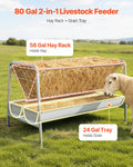 Livestock Hay Feeder 300L 147cm Grain & Hay Steel Goat Sheep Horse
