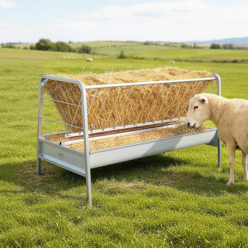 Livestock Hay Feeder 300L 147cm Grain & Hay Steel Goat Sheep Horse