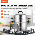 Steamer Pot 28cm 8.5QT Stainless Steel 3-Layer with 2 Grids Lid