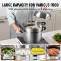 Steamer Pot 28cm 8.5QT Stainless Steel 3-Layer with 2 Grids Lid