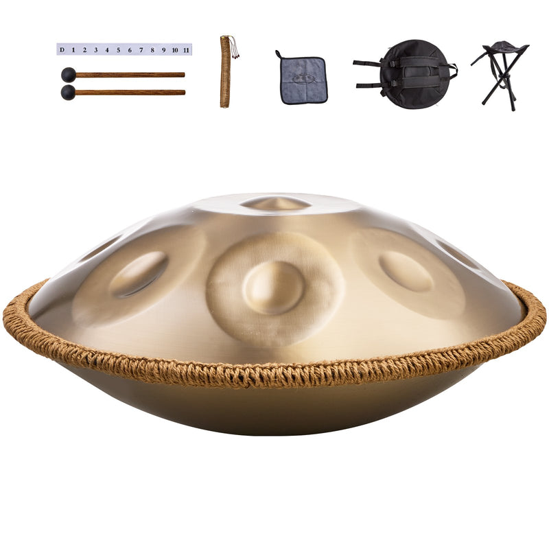 Handpan Drum 22in 10 Notes D Minor Hand Drum Instrument Mallet
