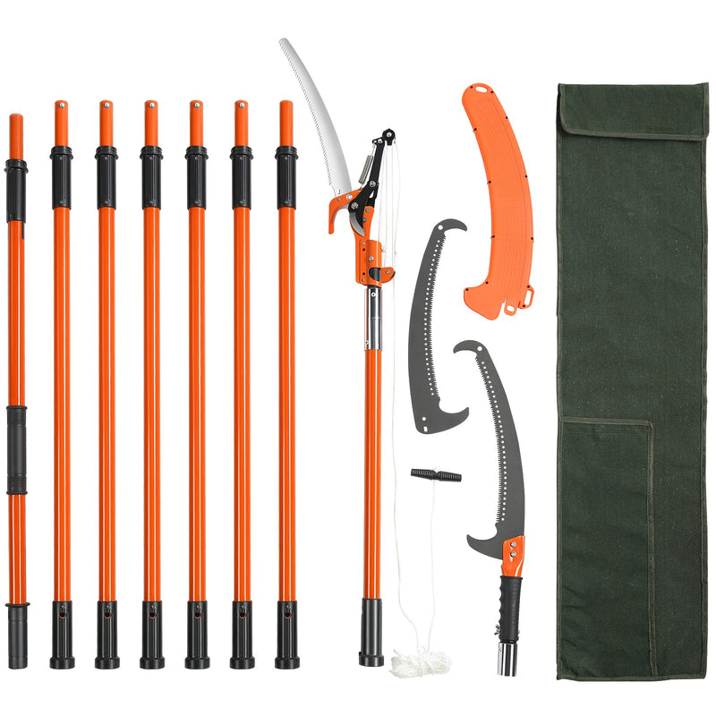 Pole Saw Manual 2.24-8.24m Extendable Tree Pruner Fiberglass