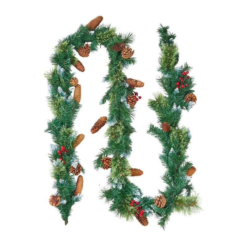 Christmas Garland 2750mm with Lights Faux Greenery Berry Pine