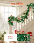 Christmas Garland 2750mm with Lights Faux Greenery Berry Pine