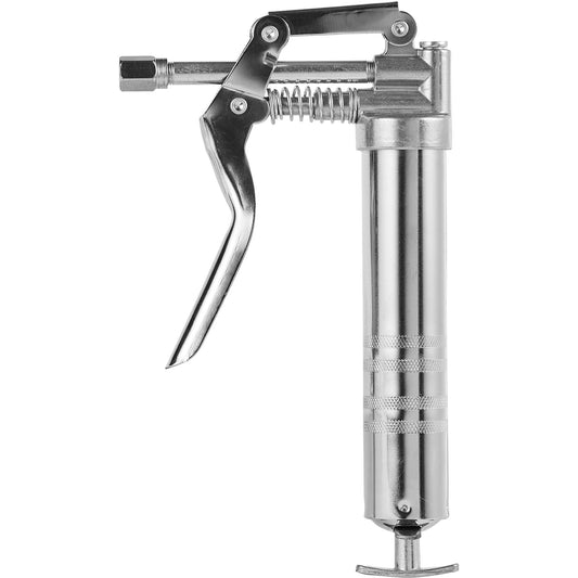 Pistol Grip Grease Gun, 3500 PSI, 4 OZ / 120 CC Capacity Heavy Duty Professional Grease Gun, with 11.65 Inch Flexible Hose 2 Black Flat Couplers, 1 Reinforced Nozzle, and 2 Rigid Metal Pipes