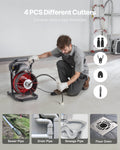 Drain Cleaner Machine 23m Manual Sewer Snake 13mm 4 Cutters