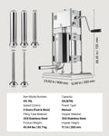 Manual Sausage Stuffer 10L Dual-Speed Stainless Steel 5 Tubes