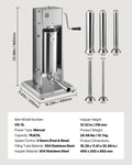 Sausage Stuffer 5L Vertical Dual-Speed Stainless Steel 5 Tubes