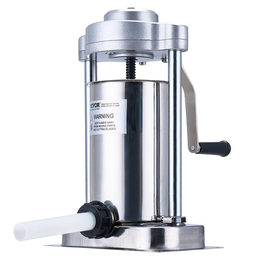 Sausage Stuffer 2L Vertical Manual Machine 304 Stainless Steel 2 Tubes